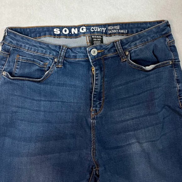 SONG Curvy High Rise Skinny Ankle Jeans Dark Wash 15/32 - Picture 6 of 7
